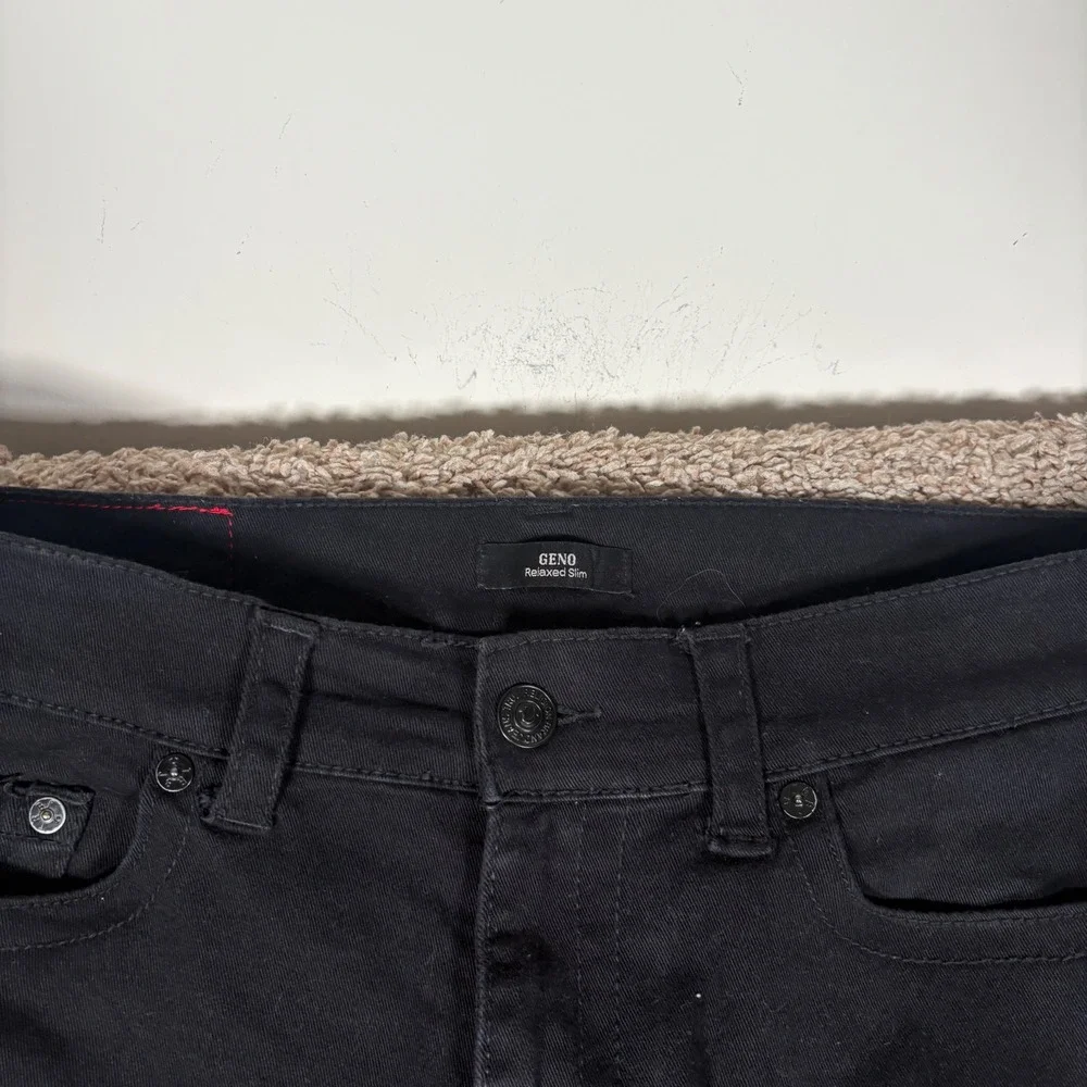 True‎ Religion Geno Relaxed Slim Mens Black Jeans Size 33 (Fits 36x27) Stretch
